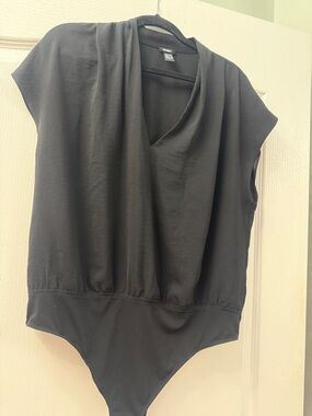 Express Black Draped V-Neck Bodysuit